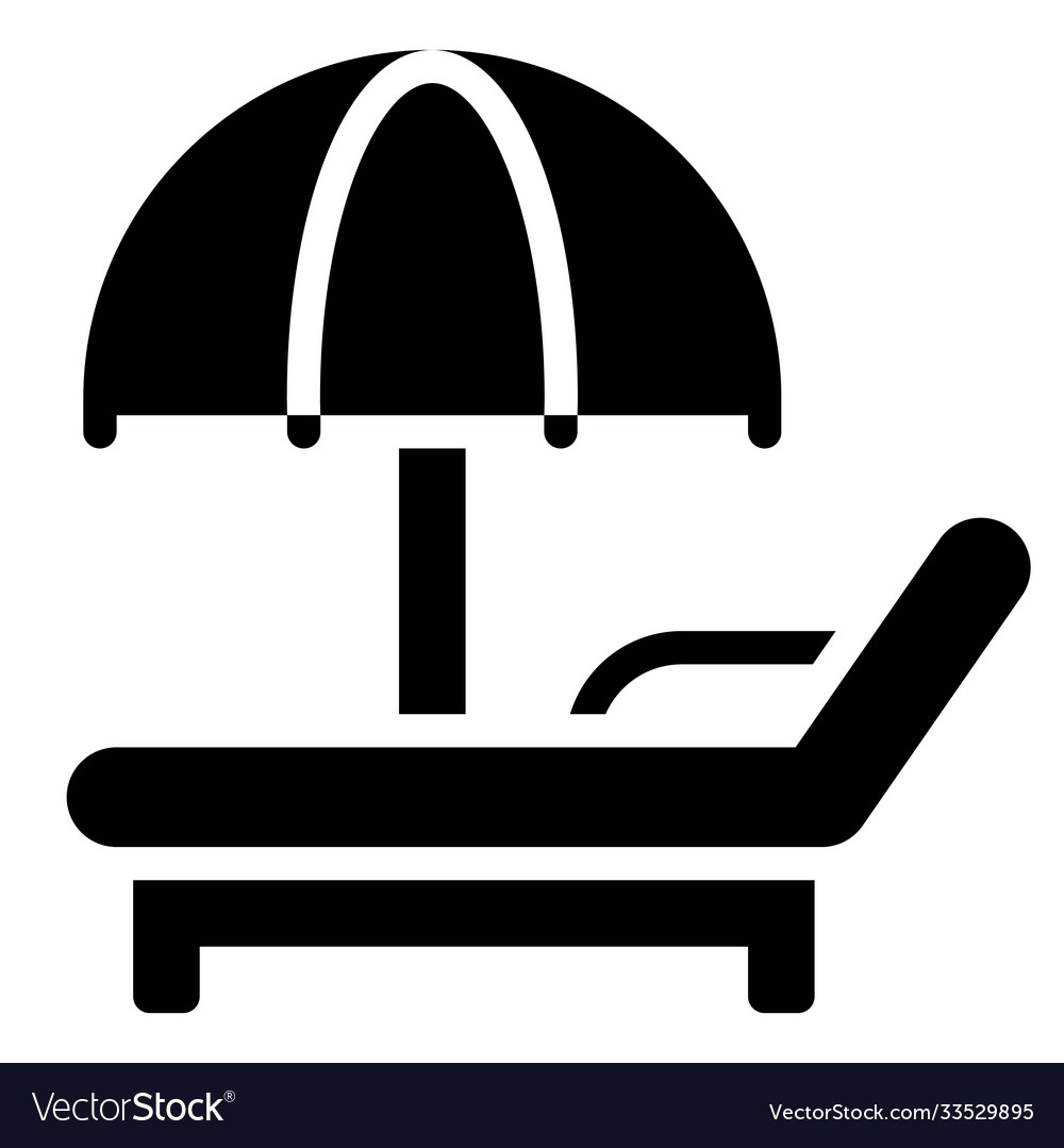 Beach chair with umbrella icon summer vacation