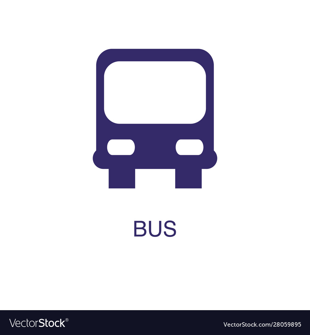 Bus element in flat simple style on white