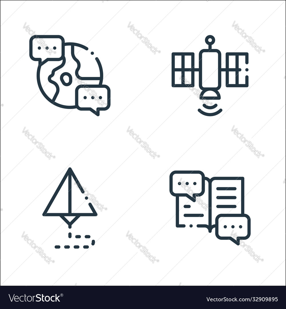 Communication line icons linear set quality vector image Communication line icons linear set quality