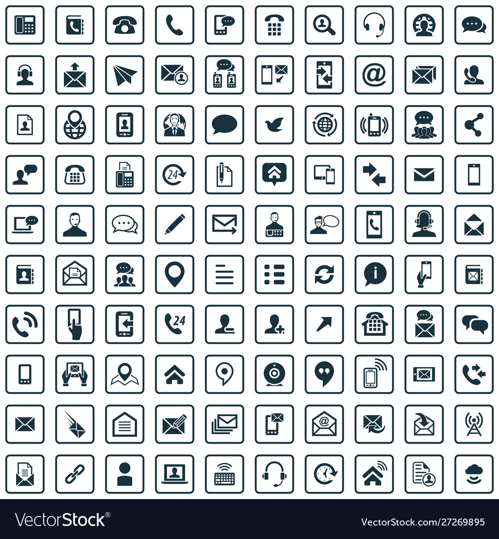 Contact us 100 icons universal set for web and ui