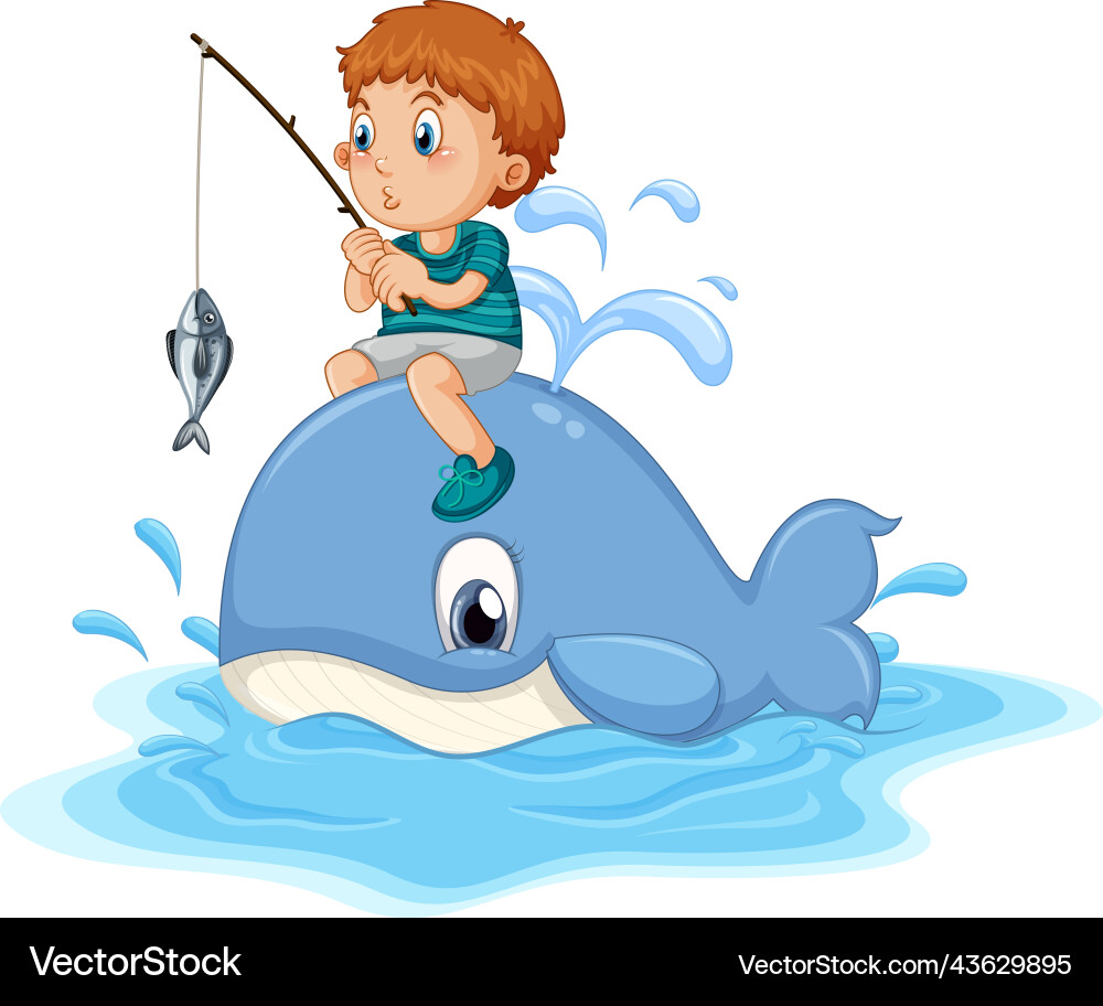 Cute boy riding on whale Royalty Free Vector Image