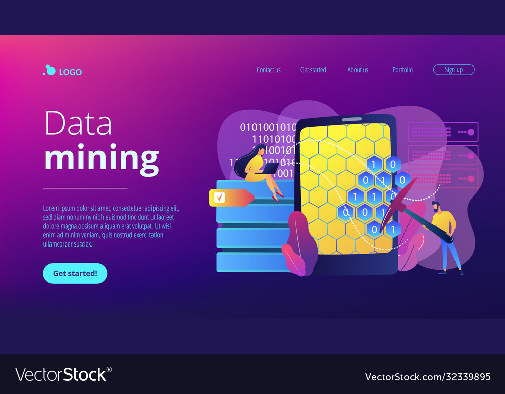 Data mining concept landing page vector image Data mining concept landing page