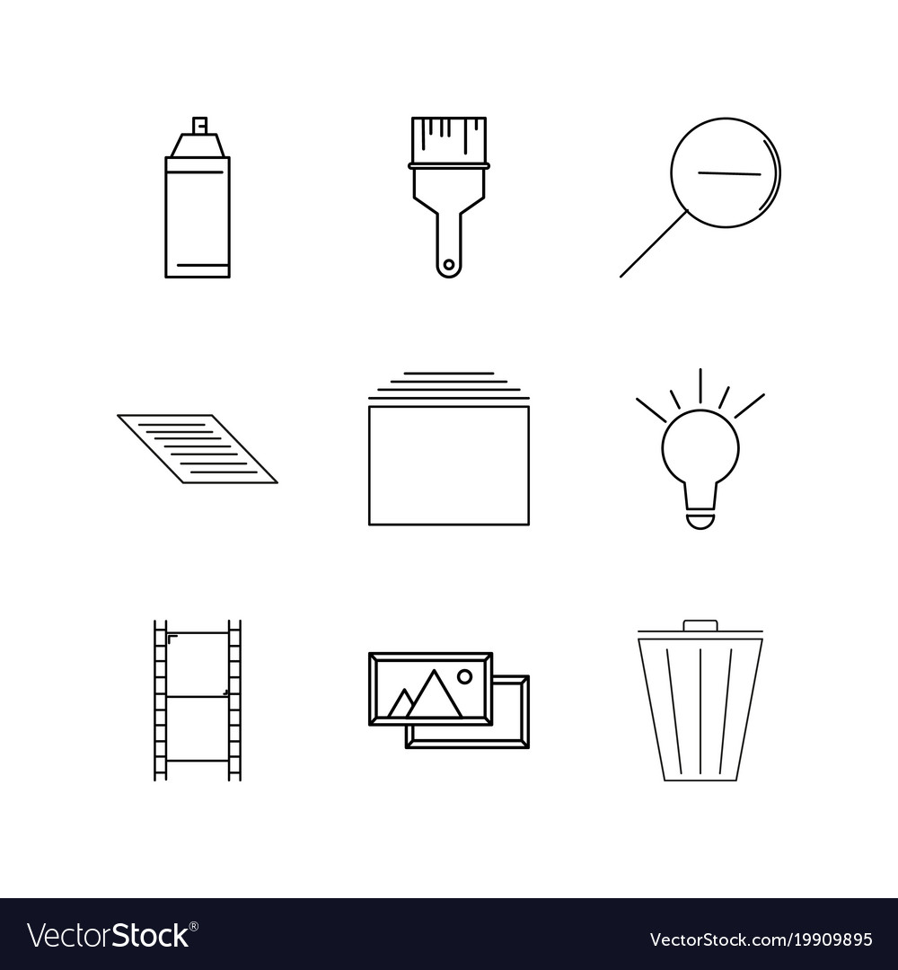Design elements linear icon set simple outline