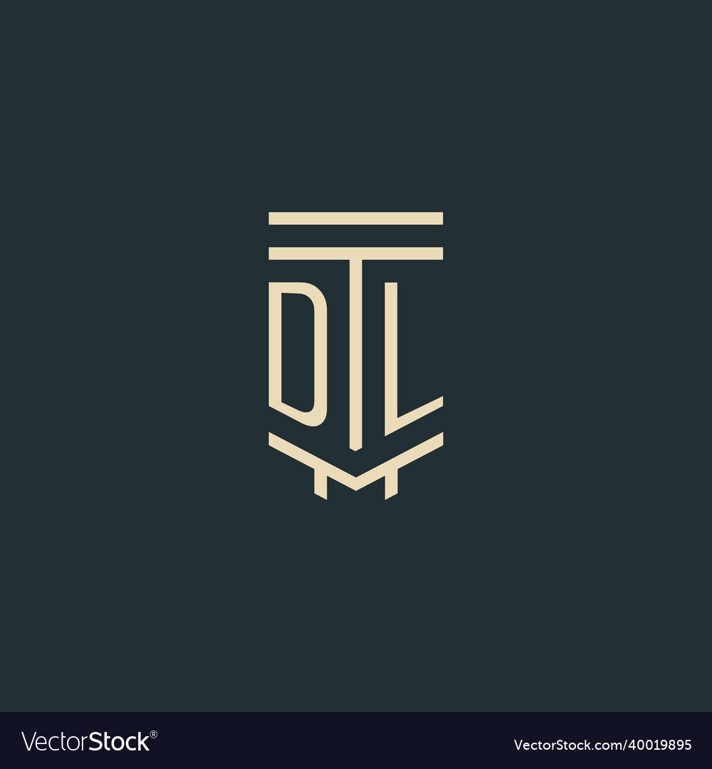 Dl initial monogram with simple line art pillar vector image Dl initial monogram with simple line art pillar