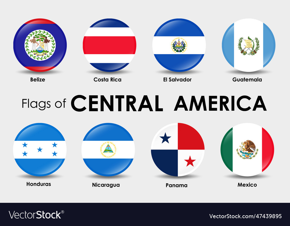 Flag icons countries of central america Royalty Free Vector