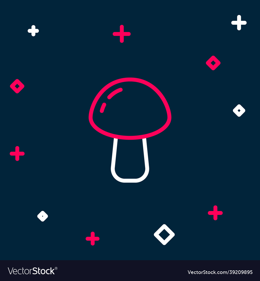 Line mushroom icon isolated on blue background