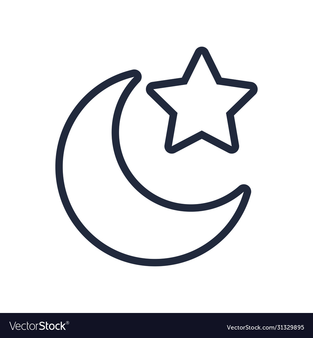 Moon night with star line style icon Royalty Free Vector