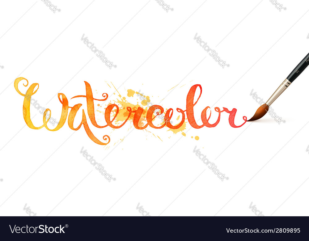 Orange watercolor sign watercolor with brush Vector Image