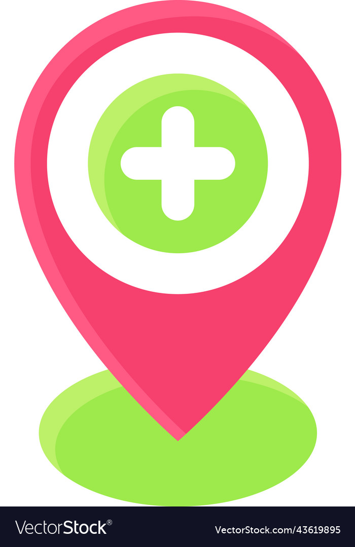 Pin with cross sign icon location map Royalty Free Vector