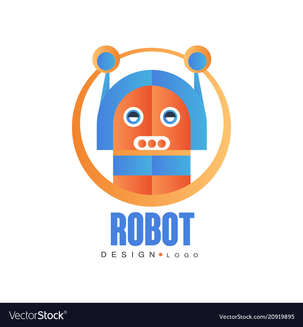 Robot logo artificial intelligence badge for Vector Image image.