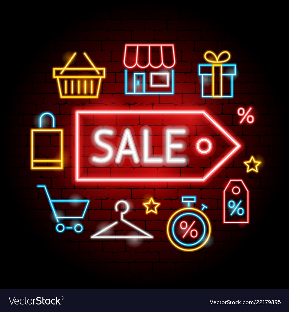 Sale neon concept Royalty Free Vector Image - VectorStock