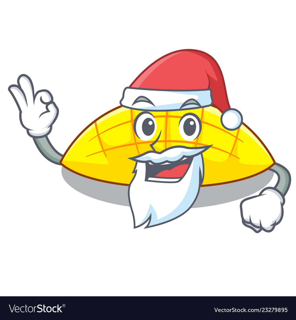 Santa slices mango on with cartoon funny