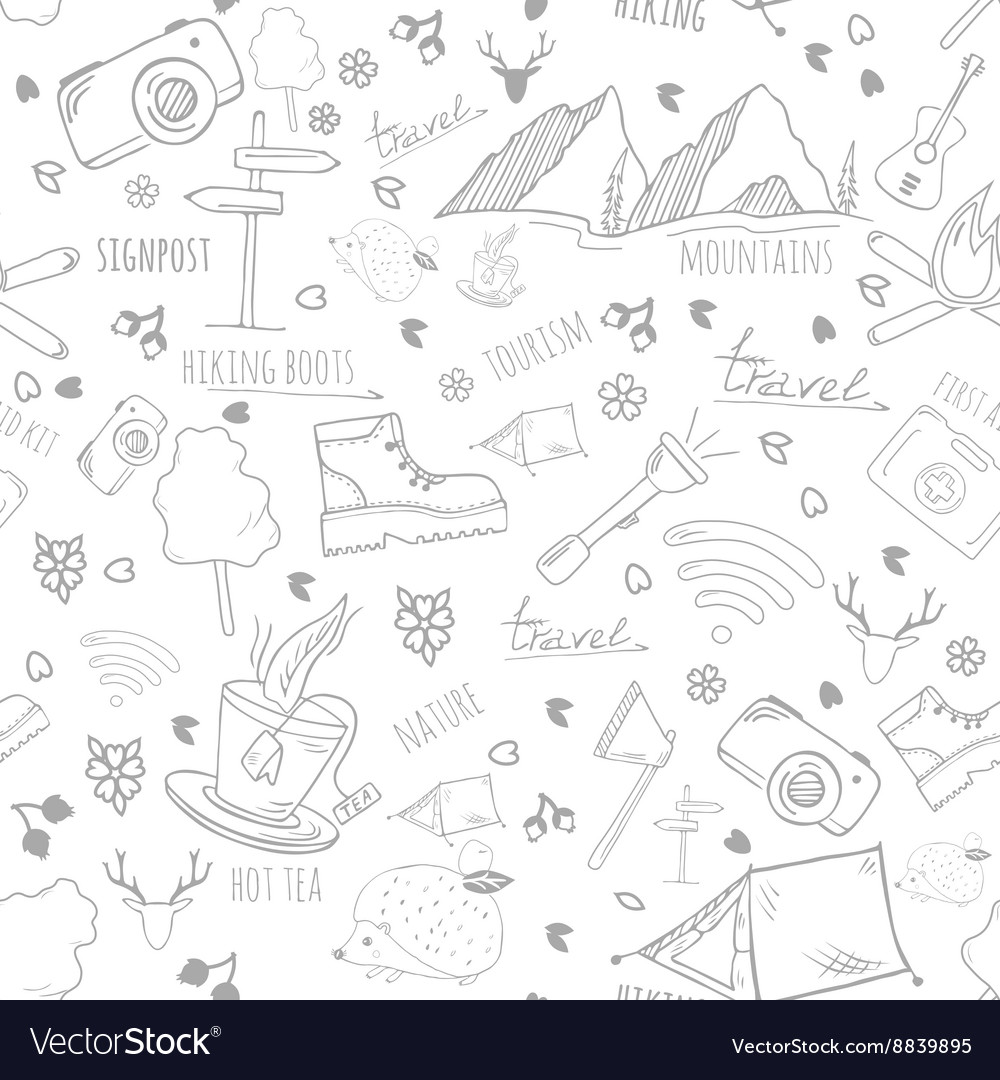 Seamless pattern with camping elements