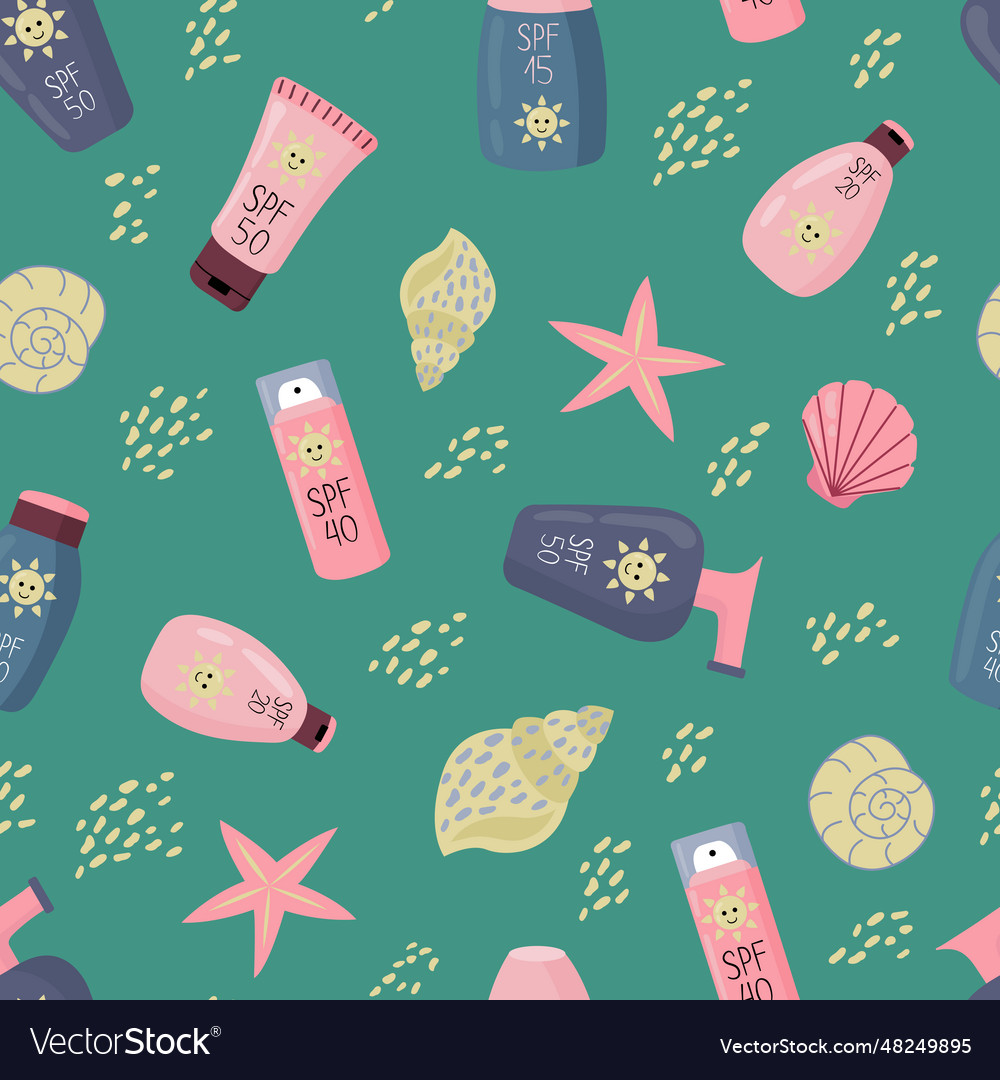 Seamless pattern with sunscreens Royalty Free Vector Image