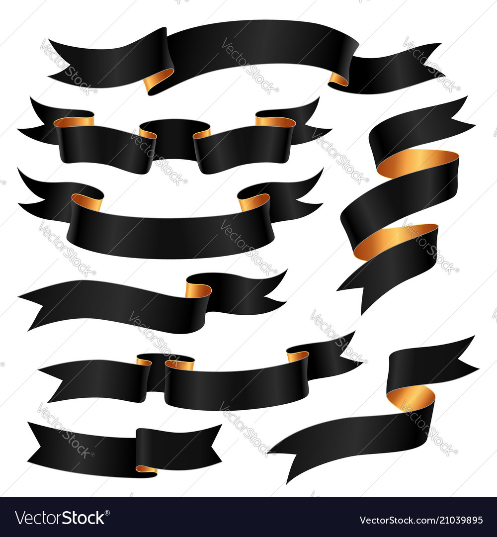 Set black ribbons Royalty Free Vector Image VectorStock