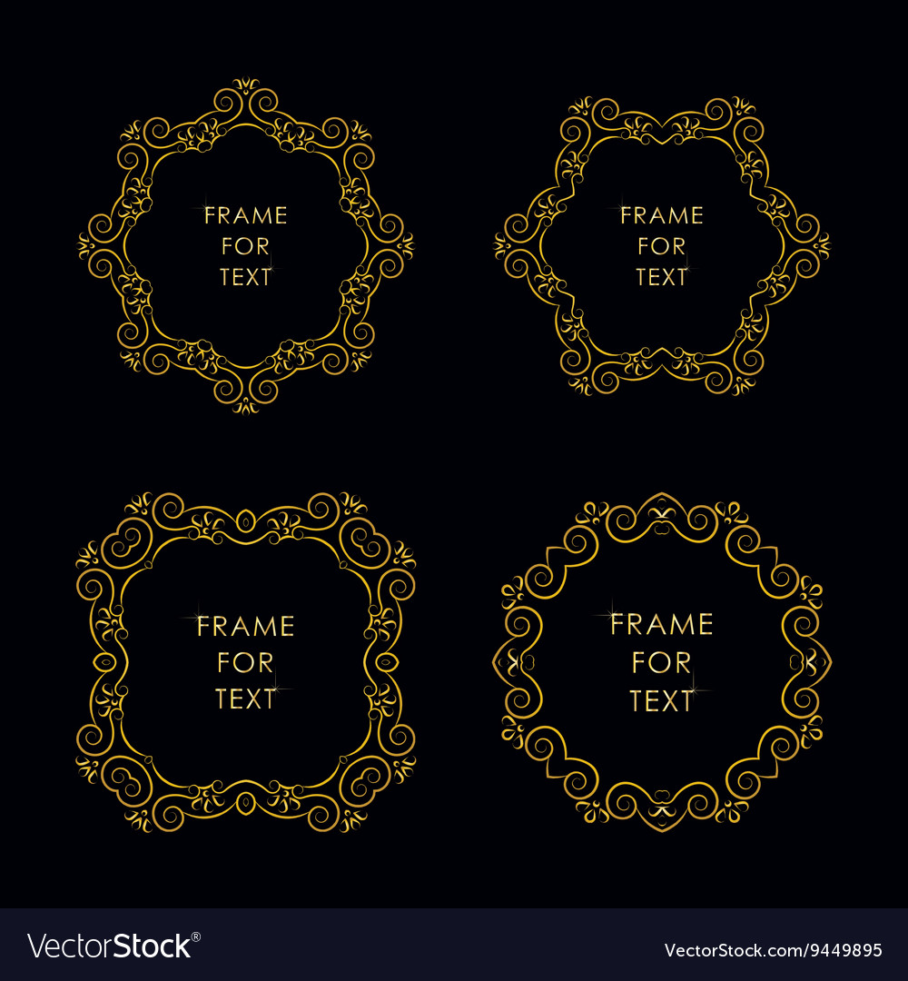 Set of four golden frame in outline style