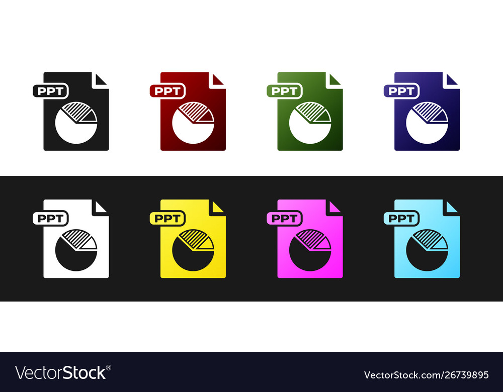 Set ppt file document download button icon