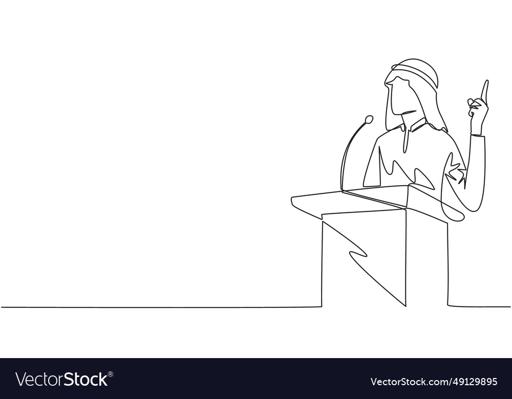 Single one line drawing arabian businessman