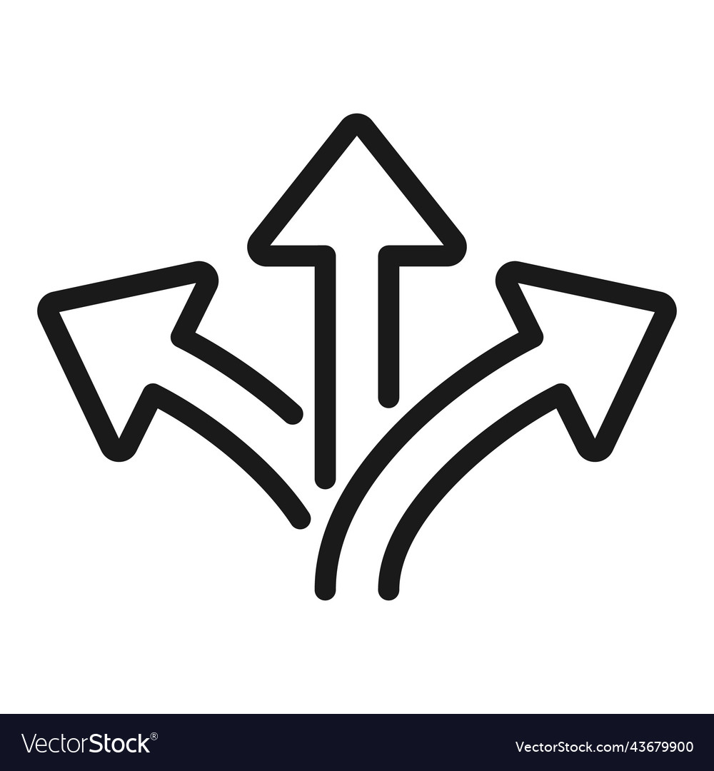 Arrow way line icon three and road direction vector image Arrow way line icon three and road direction