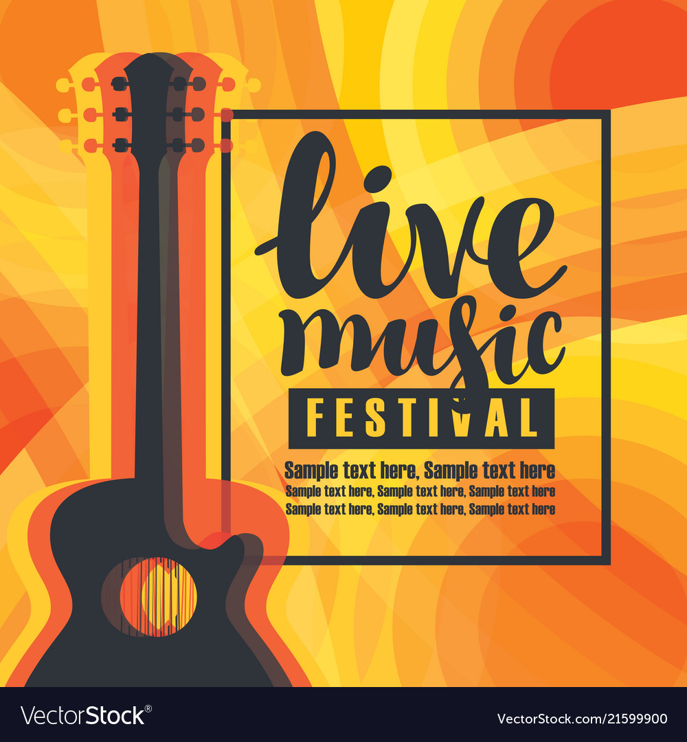 Banner for concert of live music with guitar Vector Image