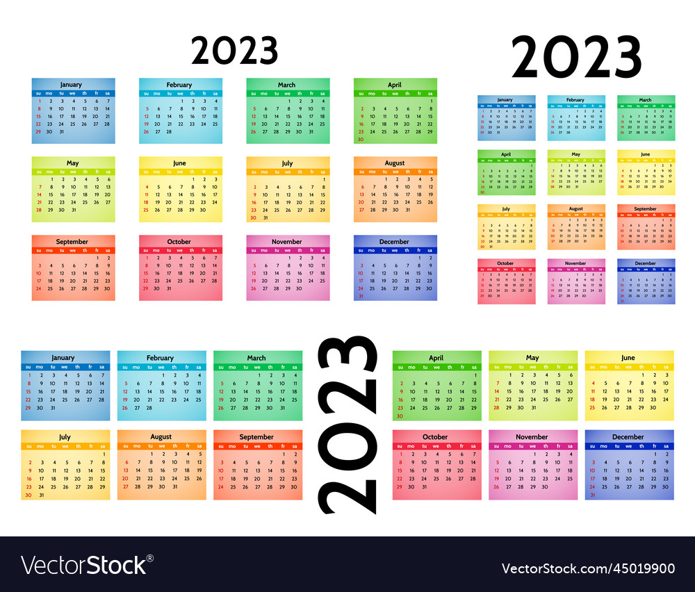 Calendar for 2023 isolated on a white background Vector Image