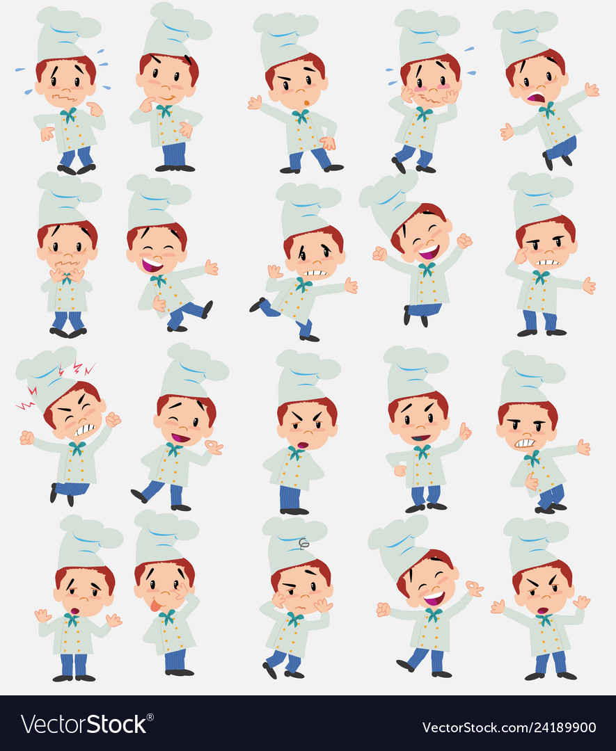 Cartoon character chef set with different vector image Cartoon character chef set with different