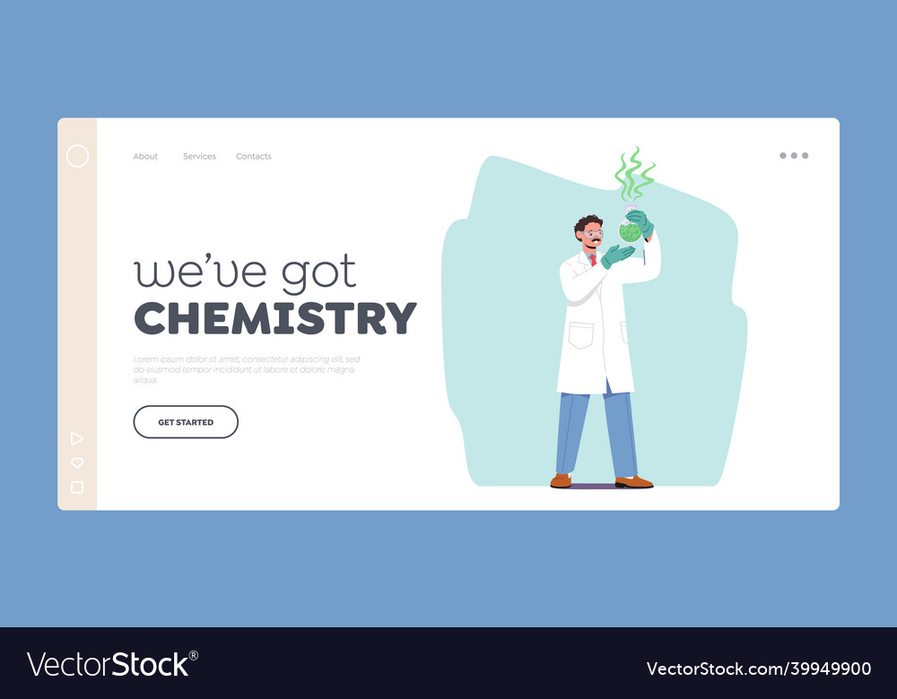 Chemistry landing page template chemist doing