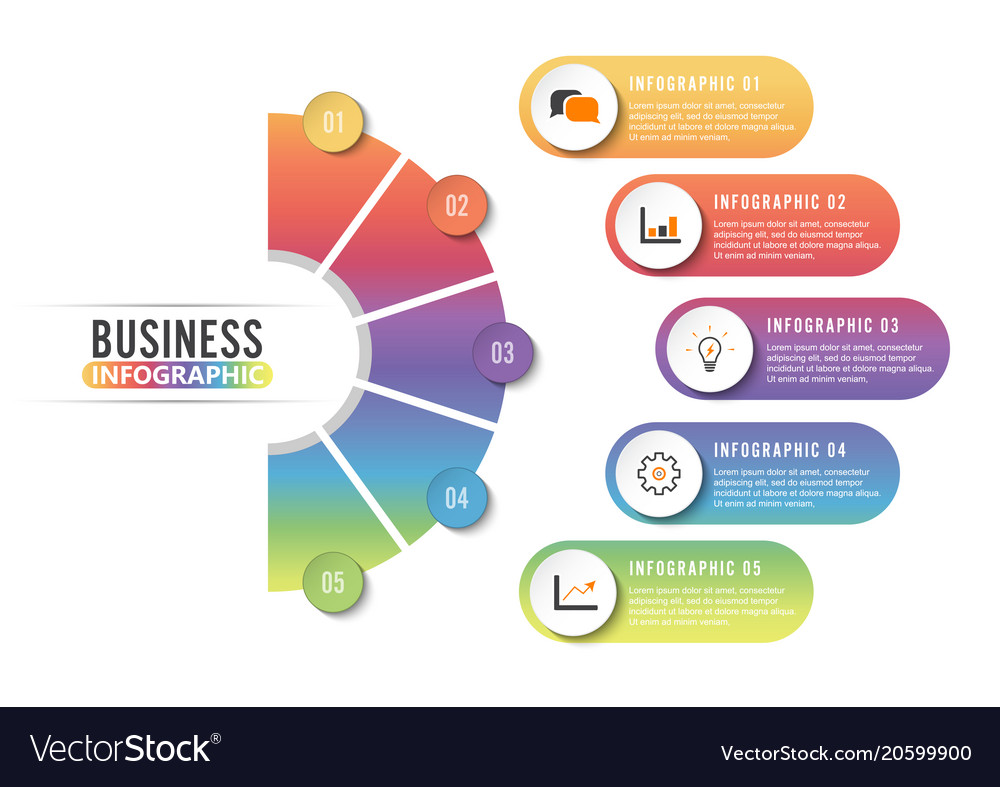 Circle infographic template five option process Vector Image