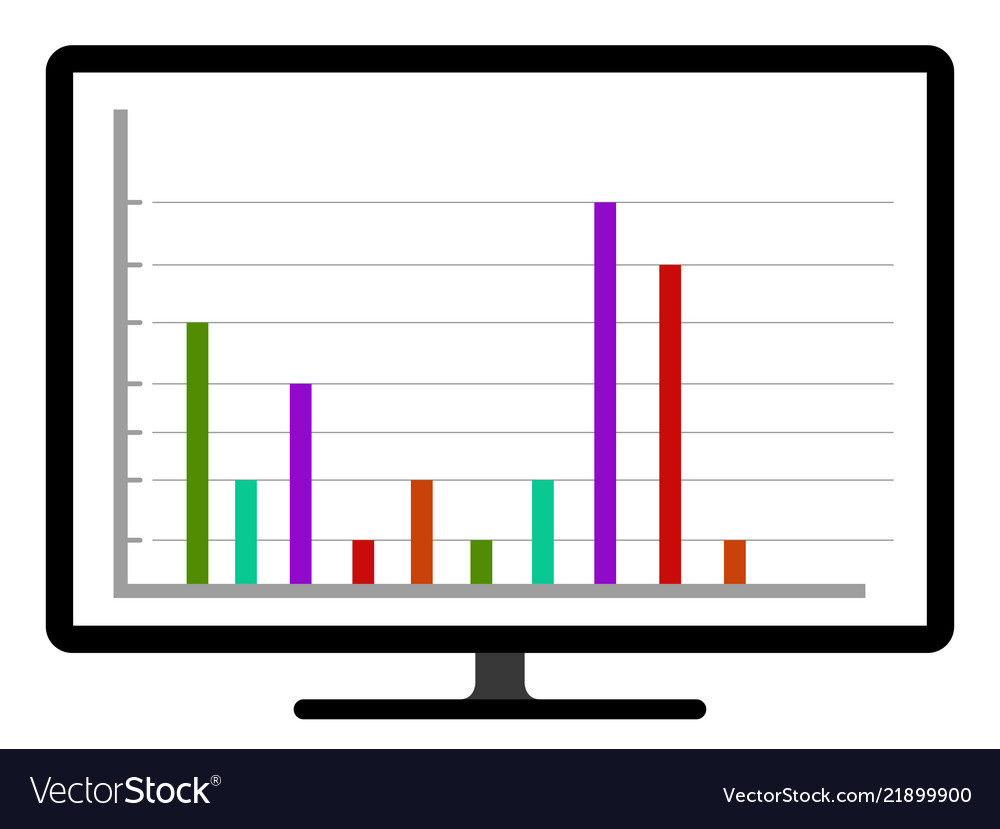 Colored business graph on a computer screen