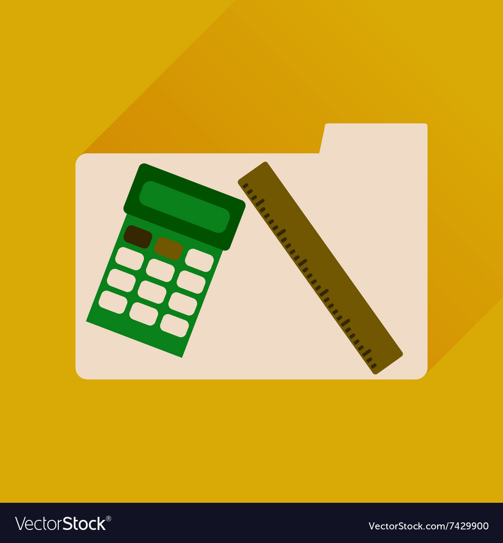 Flat icon with long shadow folder calculator ruler