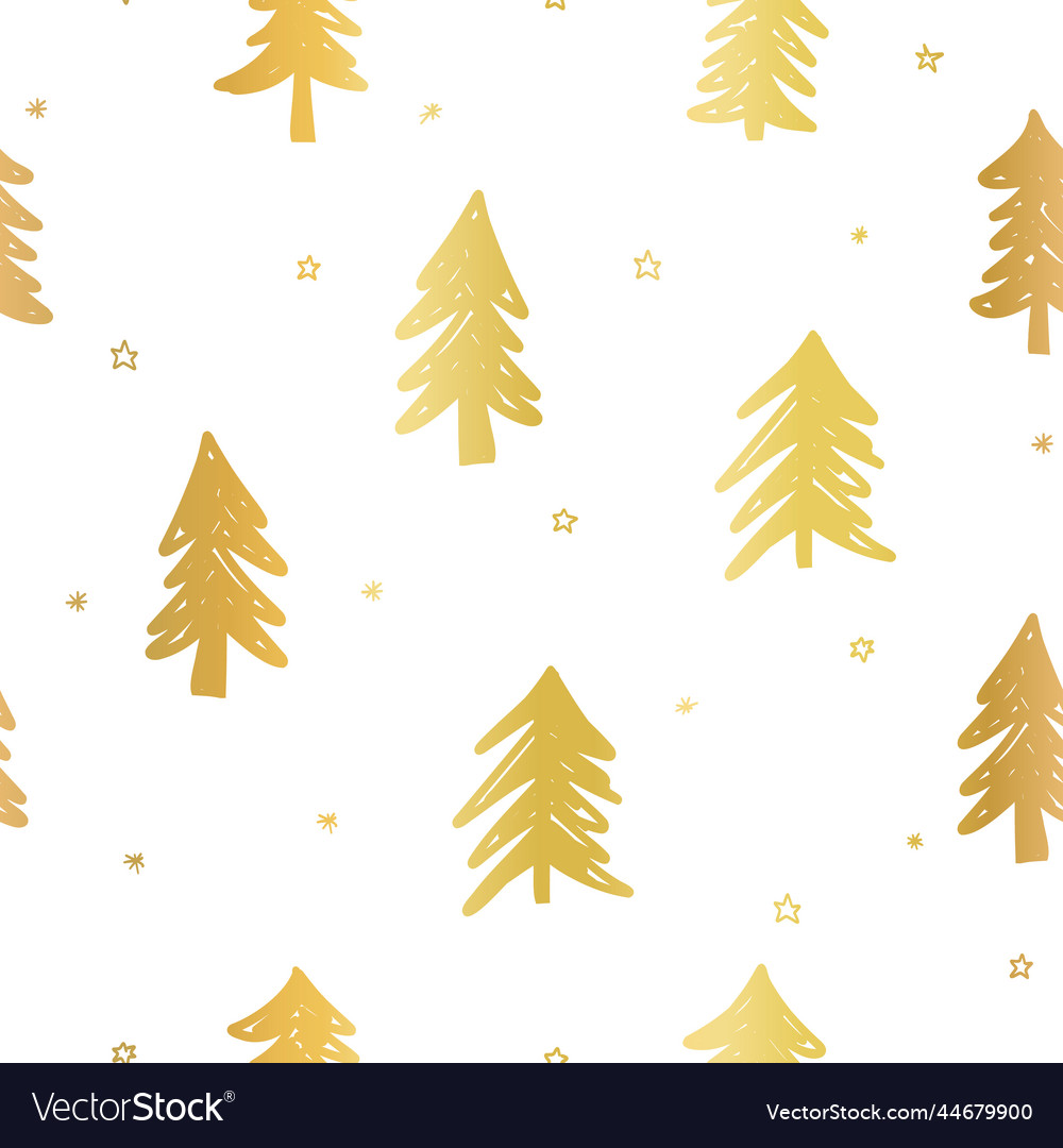 Golden abstract trees seamless pattern vector image Golden abstract trees seamless pattern