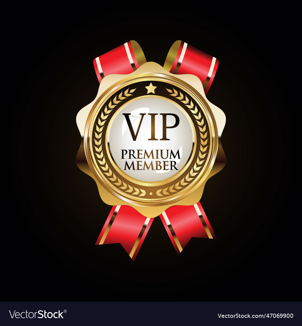 Golden badge vip member retro design 024 Vector Image