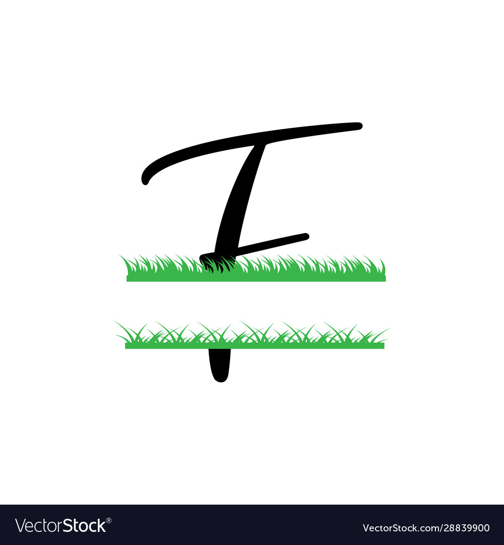 Initial f grass monogram split letter isolated