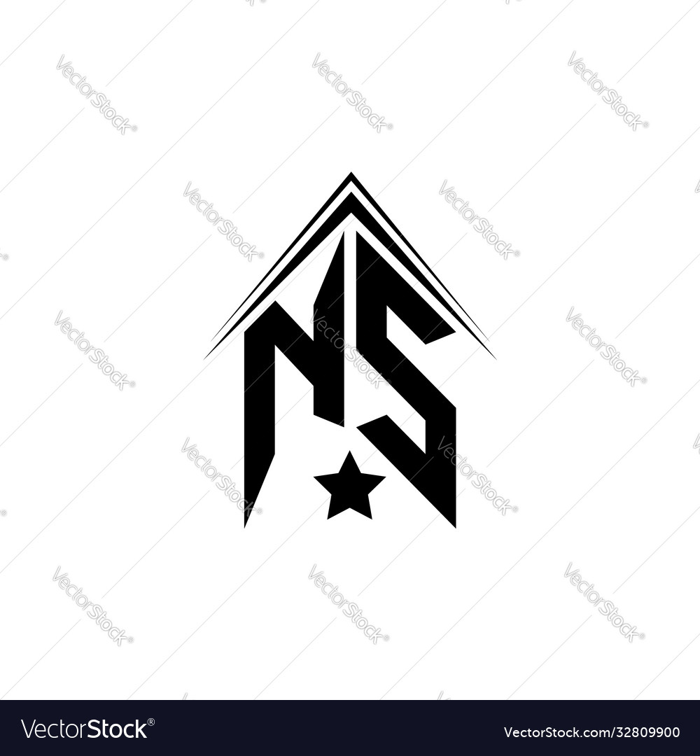 Initial ns logo design with shape style
