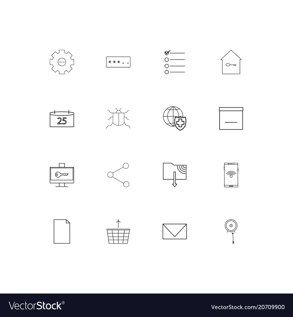 Internet technologies simple linear icons set