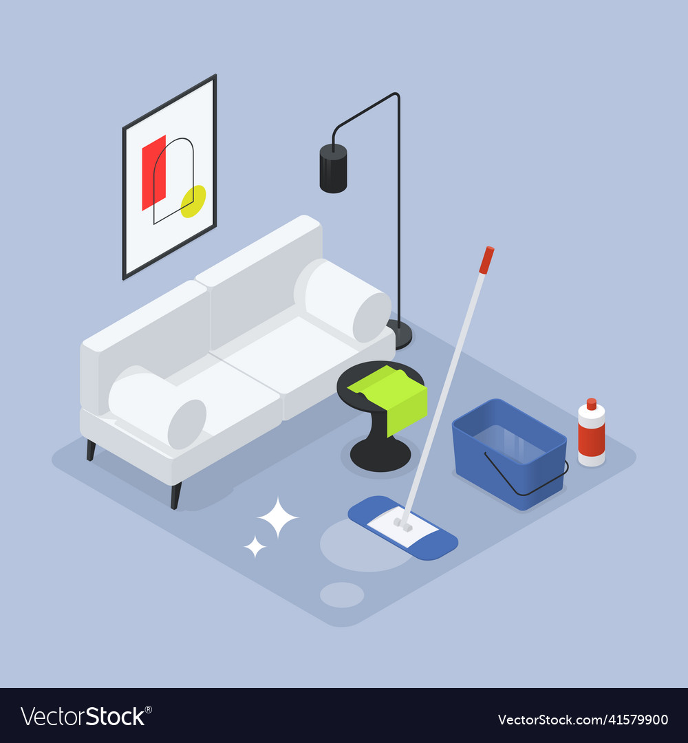 Isometric home cleaning