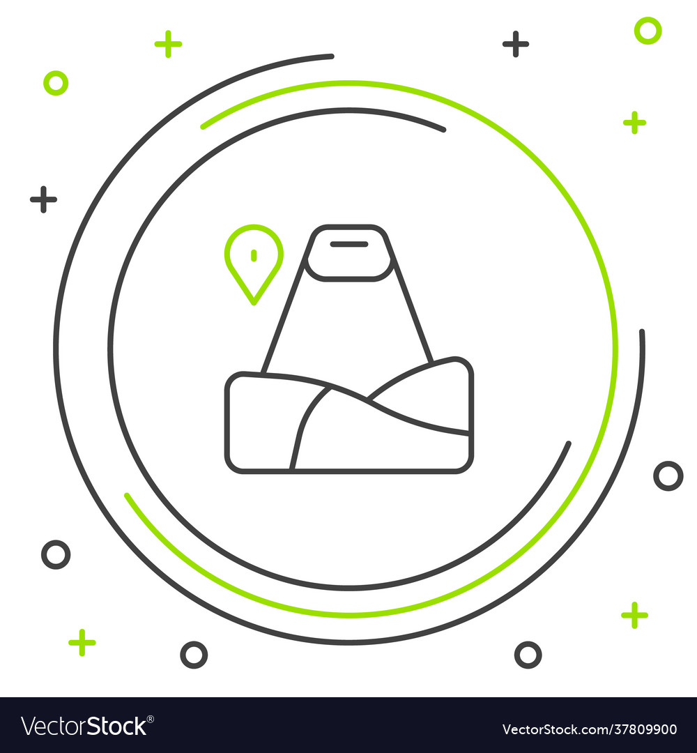 Line map pointer with mountain icon isolated vector image Line map pointer with mountain icon isolated