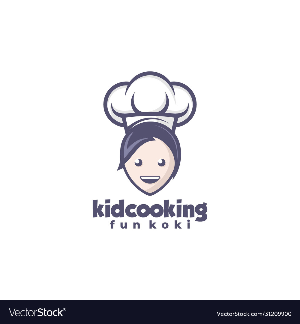 Logo kid cooking mascot cartoon style Royalty Free Vector