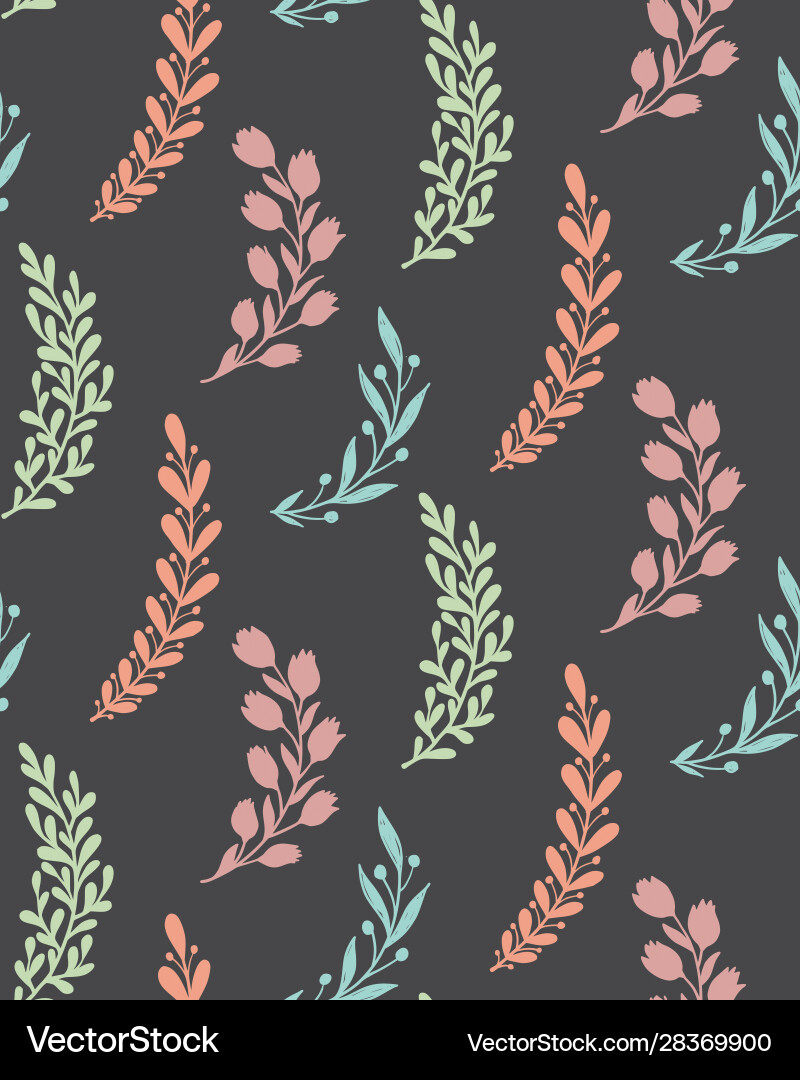 Seamless pattern with hand drawn leaves and Vector Image