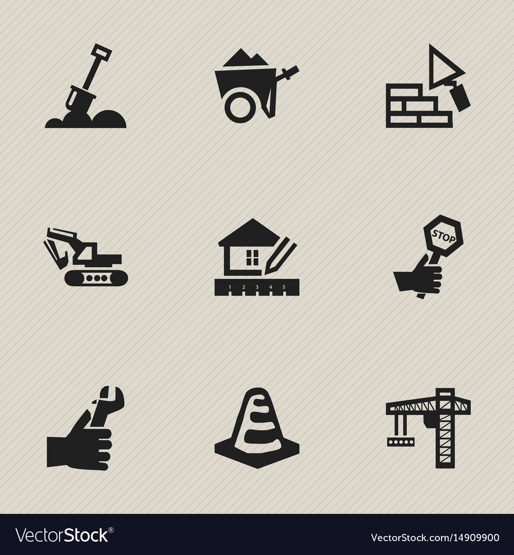 Set of 9 editable construction icons includes