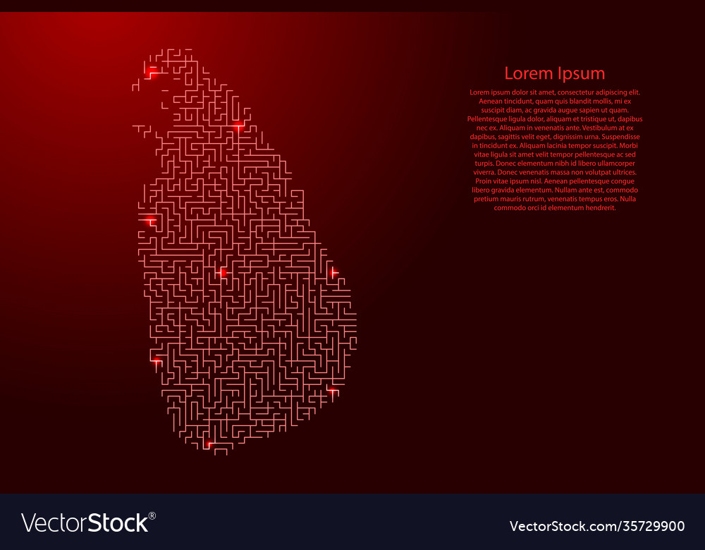 Sri lanka map from red pattern maze grid vector image Sri lanka map from red pattern maze grid