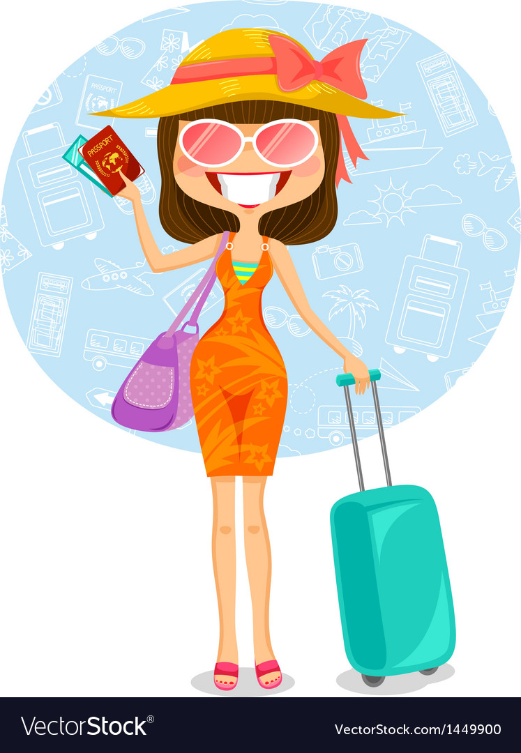 Traveler Woman with Suitcase
