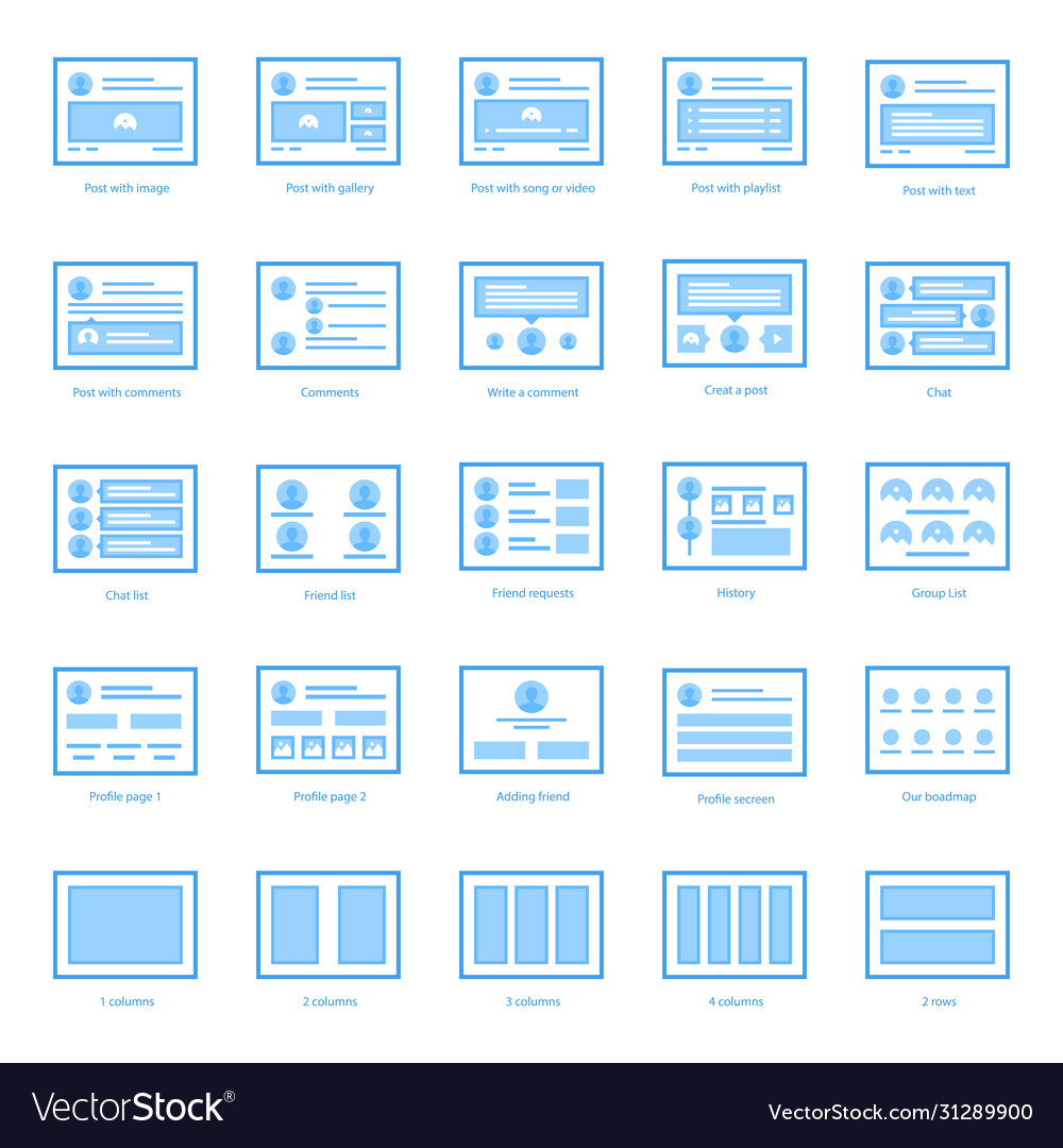 Web wireframes icons collection