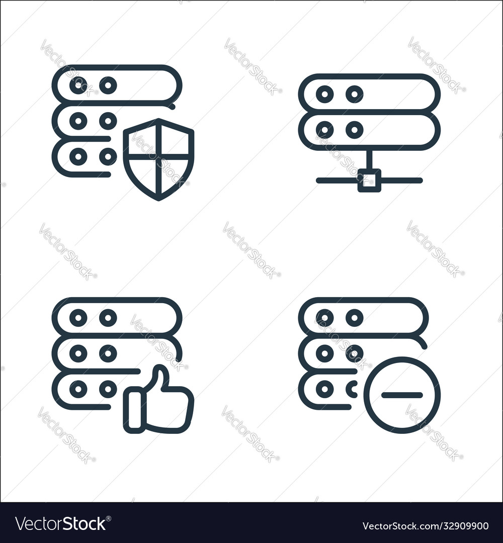 Work office server line icons linear set quality