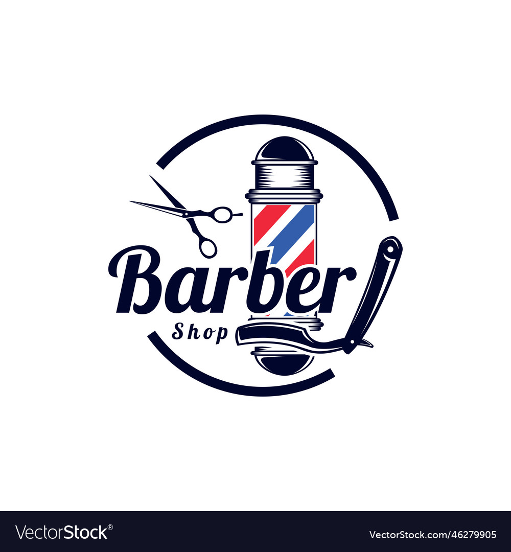 Barbershop label stamp logo design for your Vector Image