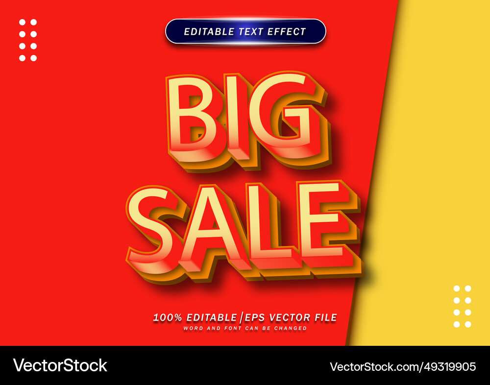 Big sale text effect template and bold font Vector Image