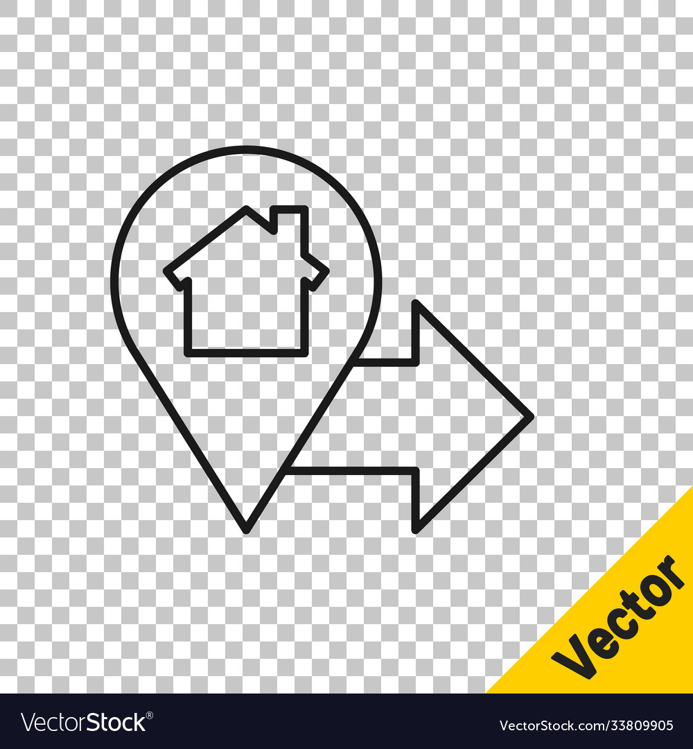 Black line map pointer with house icon isolated Vector Image Black line map pointer with house icon isolated