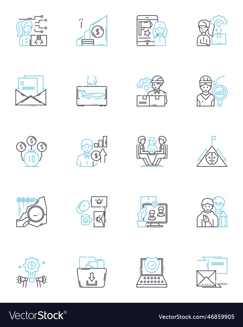 Bold approach linear icons set courage vector image Bold approach linear icons set courage