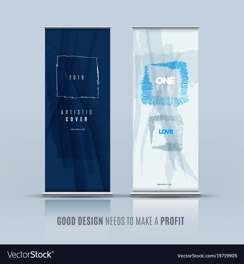 Business Set Of Modern Roll Up Banner Stand Vector Image