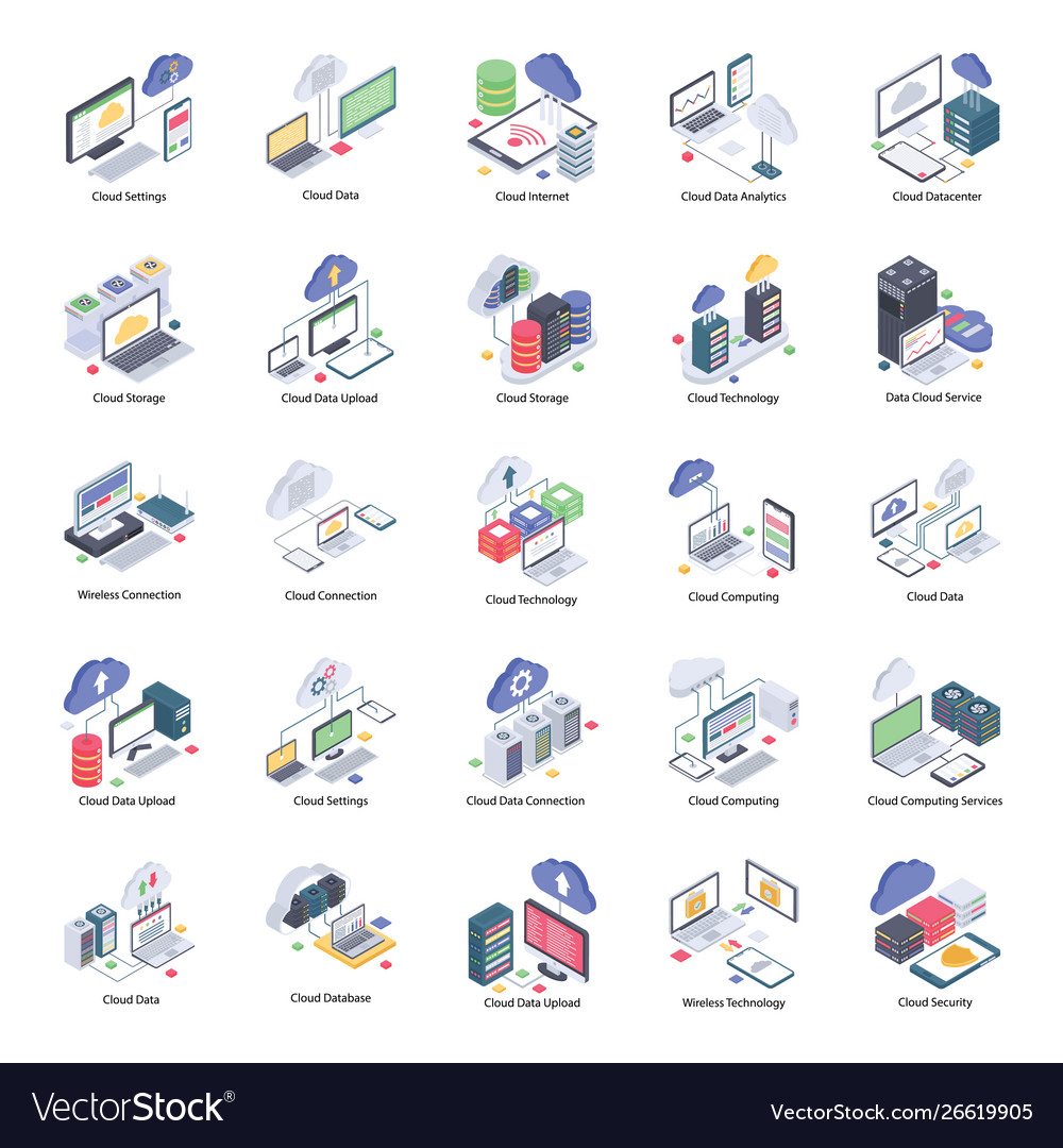 Cloud computing icons pack